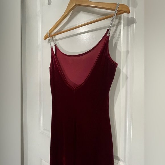 Red floor length velour dress M Studio Vintage Size S M - Picture 9 of 15